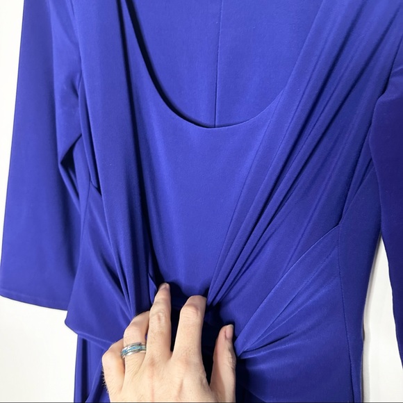 Vtg Ralph Lauren Midi Front Tie Pocket Dress True Blue Sz S 4 13x40” 3/4 Sleeve - Picture 7 of 11